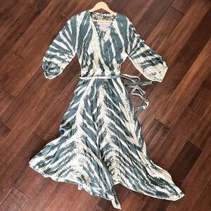 YFB green/white wrap, tie dye maxi dress (women’s size M)
